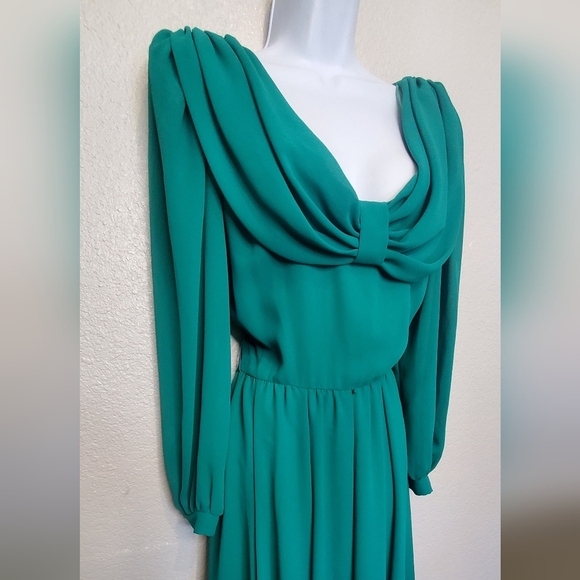 Coco Of California 70s Vintage Green Midi Dress Size 10 - Picture 4 of 9